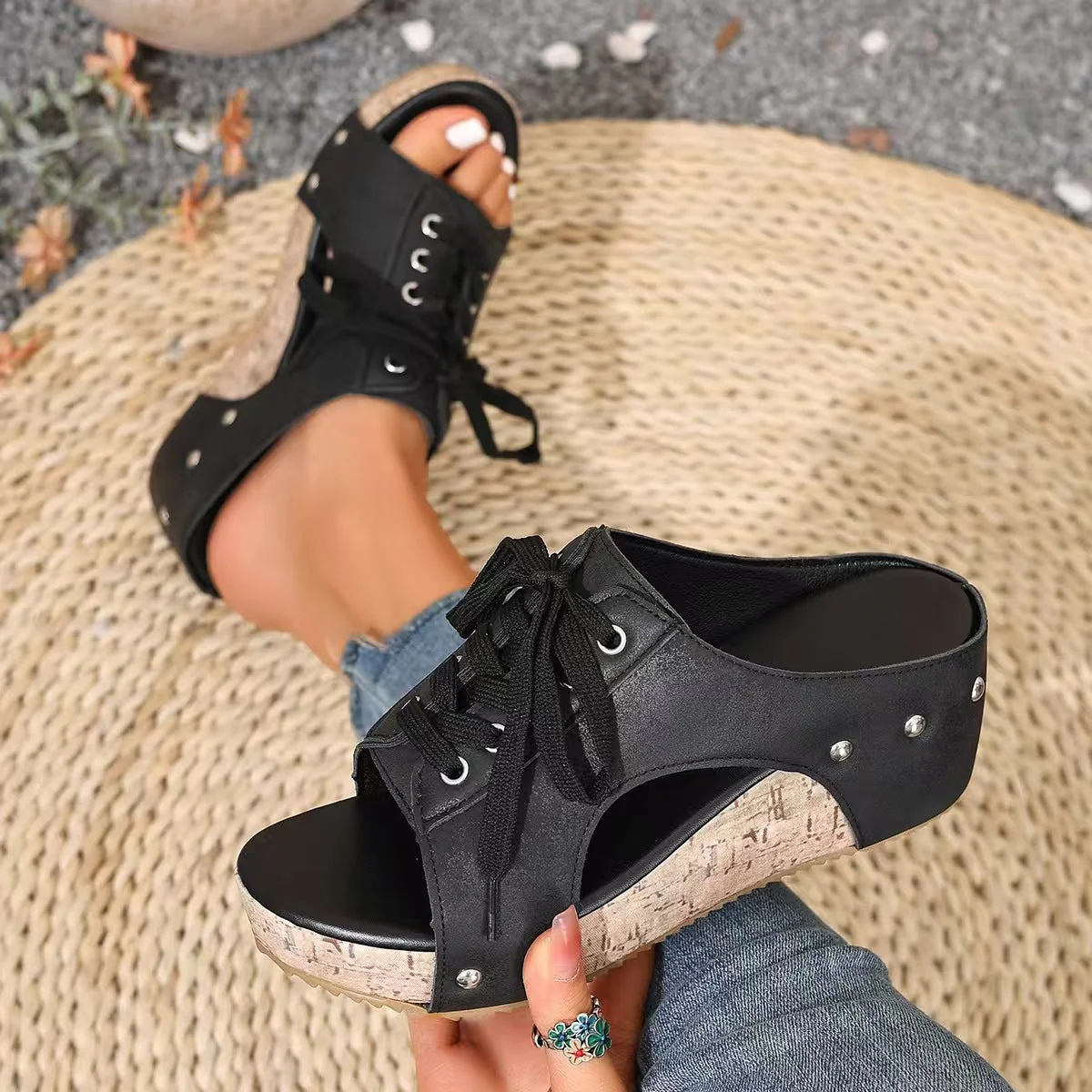 New lace up high-heeled sandals E1267